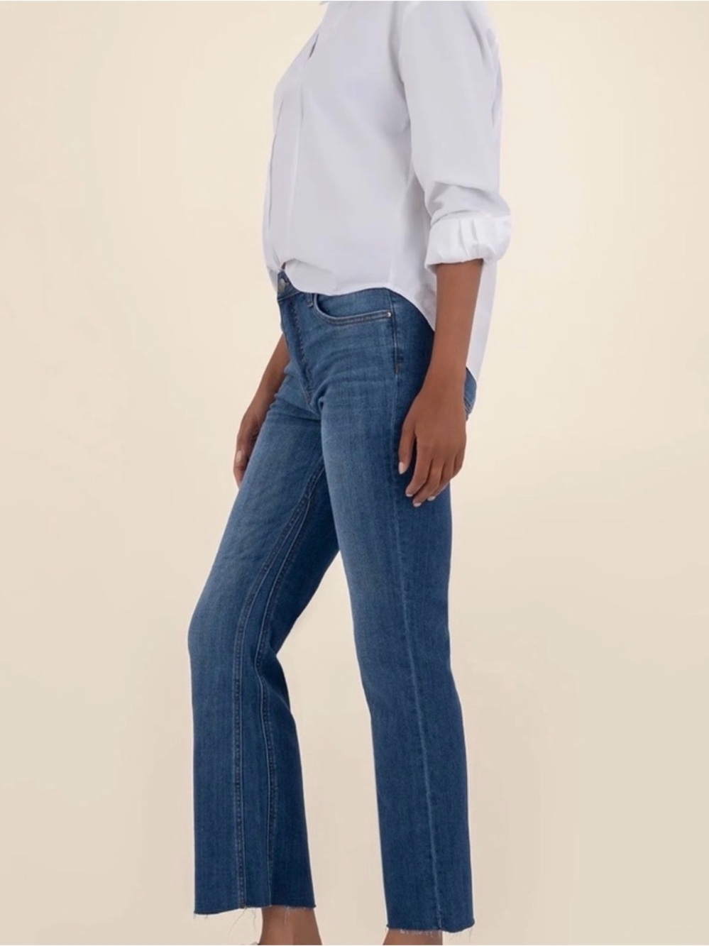 Kut From The Kloth Kelsey Fab Ab Ankle‎ Flare Jeans Size 8 Raw Hem - Picture 2 of 10